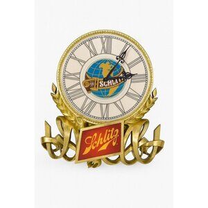Wall Mounted Clock Schlitz Beer 1977Gold Display Sign Back Lit Vintage Retro Bar